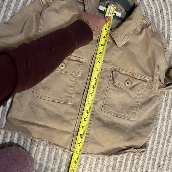 Amo Tan / Brown Carly Cropped Chore Denim Fall Jacket xs EUC - Picture 6 of 7